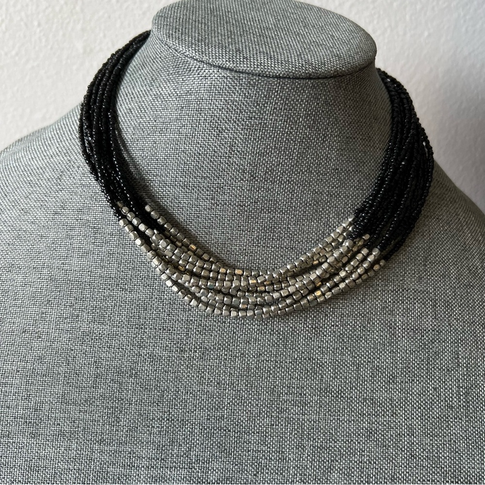 Black and silver beaded necklace